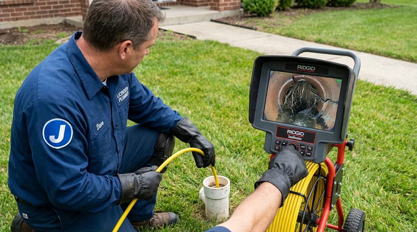 Sewer camera inspection being performed by Johns Plumbing LLC in Eutaw