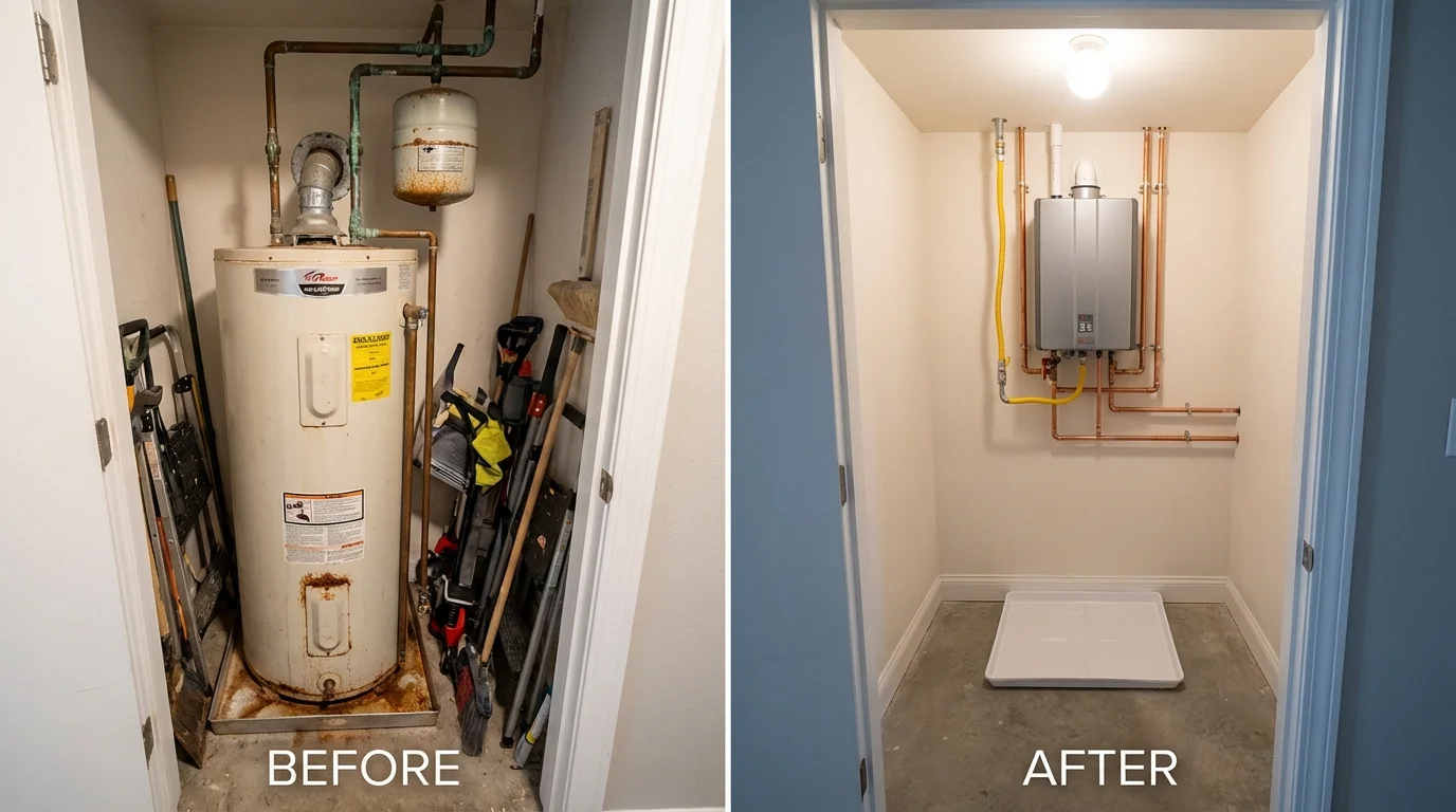 Tank water heater versus wall-mounted tankless unit comparison for Eutaw, AL homeowners