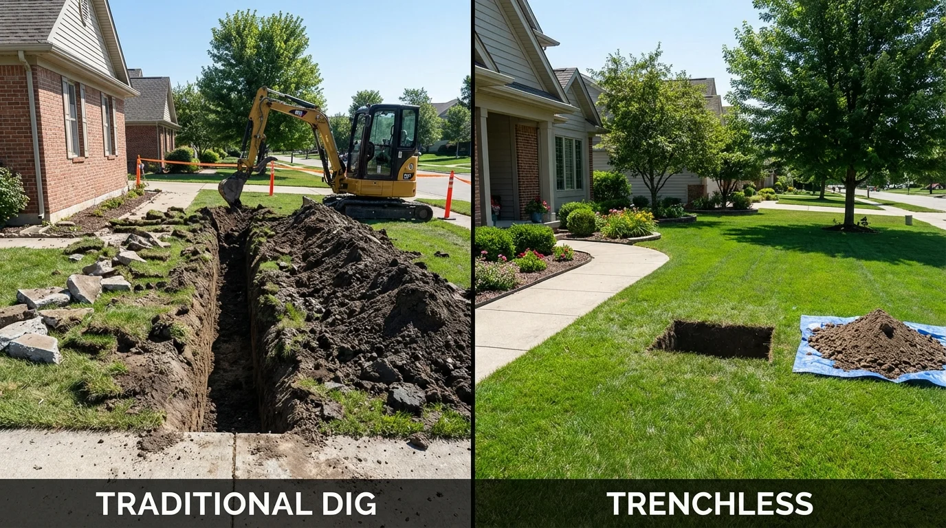 Trenchless sewer repair with minimal yard damage versus traditional excavation in Eutaw, AL